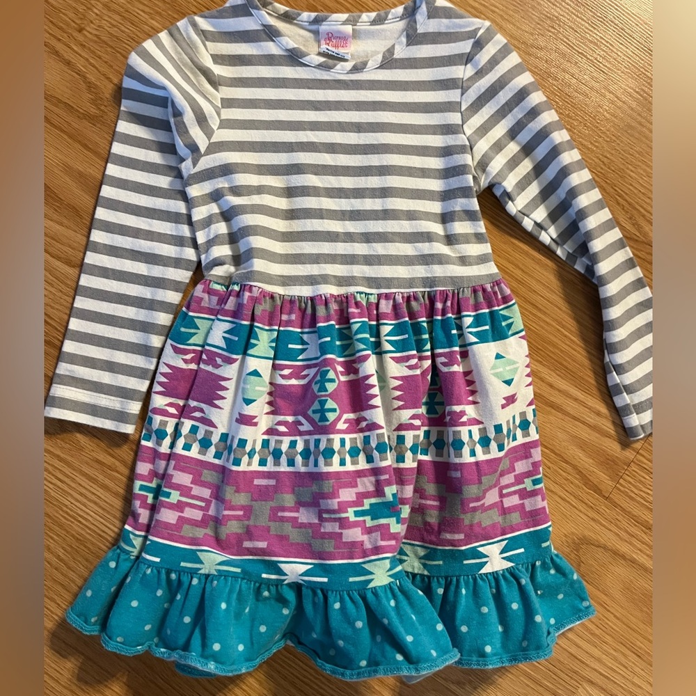 Ricrac & Ruffles Long Sleeve Ruffle Dress Girls 4T‎